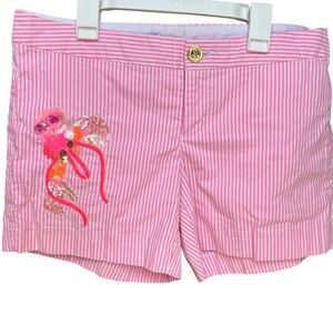 Lilly Pulitzer Pink Striped Shorts with Octopus Design